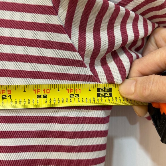 Peter Millar Summer Comfort Polo Men's L Pink Striped Chest Pocket Stretch Golf - Picture 4 of 8